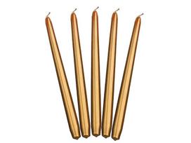 Kūginės žvakės, metalinės auksinės spalvos, 29 cm, 1 pak/10 vnt