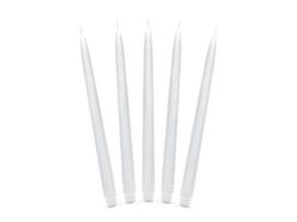 Kūginės žvakės, matinės baltos spalvos, 24 cm, 1 pak/10 vnt