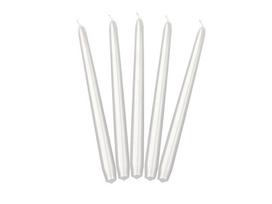 Kūginės žvakės, metalinės perlinės spalvos, 24 cm, 1 pak/10 vnt
