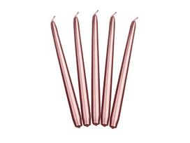 Kūginės žvakės, metalinės rožinio aukso spalvos, 24 cm, 1 pak/10 vnt