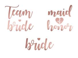 Laikinos tatuiruotės Team bride, rožinio aukso spalvos, 1 pak/13 vnt