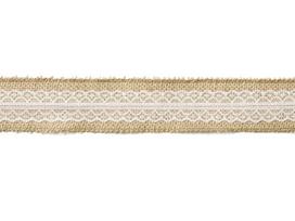 Dekoratyvinė burlapo juostelė su nėriniais 5x500 cm