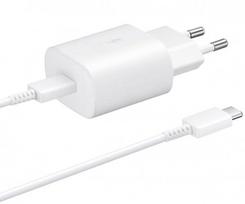„Samsung“ kelioninis greitasis įkroviklis, iš kurio galima jungti C tipo į C tipo jungtį, 25 W, 1 m, EP-TA800XWEGWW, bal
