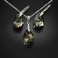 Sidabrinis papuošalų rinkinys moterims DiamondSky „Baroque (Silver Night)“ su Swarovski kristalais