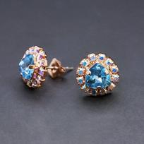 Auskarai moterims DiamondSky „Bermuda Triangle IV (Aquamarine Blue)“ su Swarovski kristalais