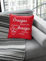 Dekoratyvinė pagalvė „Draugus išsirenki pats“, raudona