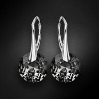 Sidabriniai auskarai moterims DiamondSky „Marianne (Silver Night)“ su Swarovski kristalais