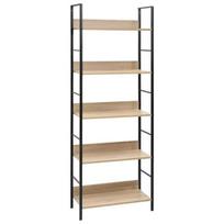 Knygų lentyna iš MDP, 5 aukštų, 60x27,6x158,5cm, ąžuolo spalvos, Ruda