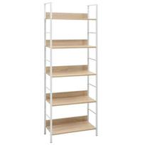 Knygų lentyna iš MDP, 5 aukštų, 60x27,6x158,5cm, ąžuolo spalvos, Ruda