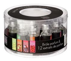 Namų aromaterapijos rinkinys, žvakidė aliejui + kvepalų ekstraktai, 12x10 ml