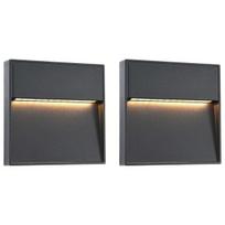 Sieniniai LED lauko šviestuvai, 2vnt., 3W, juodos spalvos, Juoda