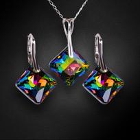 Sidabrinis papuošalų rinkinys moterims DiamondSky „Shimmer (Vitrail Medium)“ su Swarovski kristalais