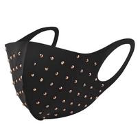 BYS Daugkartinio audinio veido kaukė, Single Layer Fashion Black with Rose Gold Stones