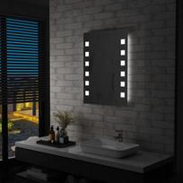 Sieninis vonios kambario veidrodis su LED, 60x80cm,, Sidabro spalvos