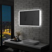 Sieninis vonios kambario veidrodis su LED, 100x60cm,, Sidabro spalvos