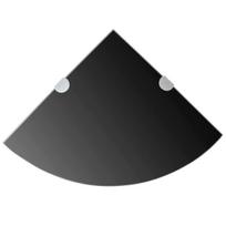 vidaXL Kampinės lentynos, 2vnt., juodos, 25x25cm, stiklas