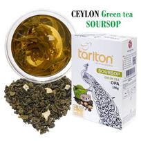 Ceilono žalioji birių lapų arbata su natūraliais Soursop gabalėliais, SOURSOP Green tea, Tarlton, 100g