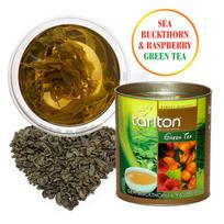 Tarlton šaltalankių ir aviečių Ceilono žalia, biri, didelių lapų arbata, Sea Buckthorn & Raspberry Green tea, 100 g