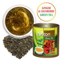 Tarlton Ginger & Cranberry Green tea, Imbieras ir Spanguolės, Ceilono žalia, biri didelių lapų arbata, 100g