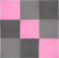 Apsauginis grindų kilimėlis One Fitness 60x60x1 cm, 9 vnt, rožinis/pilkas
