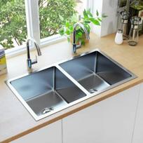 vidaXL Virtuvės plautuvė, nerūdijantis plienas, rankų darbo