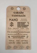 Graviruota medinė lentelė „Garažo taisyklės“