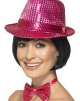 Disco skrybėlė rožinė blizganti