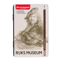 Grafitinių pieštukų rinkinys Bruynzeel "Rijks Museum" Rembrantas "Autoportretas" metalinėje dėžutėje, 12 vnt., įvairių kietumų