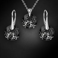 Sidabrinis papuošalų rinkinys moterims DiamondSky „Marianne (Silver Night)“ su Swarovski kristalais