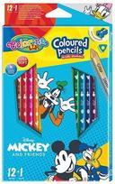 Spalvoti pieštukai COLORINO Disney "Peliukas Mikis", tribriauniai, su drožtuku, 12 spalvų