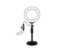 LED žiedinė lempa 16cm, su stovu iki 33cm, USB, RGBW