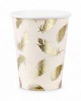 Vienkartiniai puodeliai balti su lapeliais 220 ml, 6 vnt