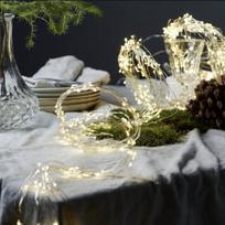 Šviesos grandinė „Rasos lašas“ 80 LED žibintų, sidabrinė. Laikmatis 6h ON / 18h OFF Baterija, IP20