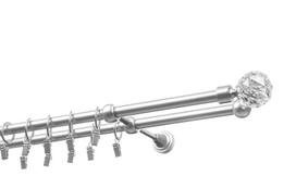 Dvigubas karnizas metalinis 16 mm + 16 mm ELIZA, 400 cm, matinio chromo
