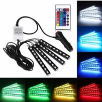 Led RGB lazdelės su pultu automobilio salono apšvietimui