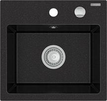 Granitinė virtuvinė plautuvė Mexen Milo su sifonu, Metallic black/silver