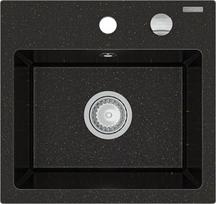 Granitinė virtuvinė plautuvė Mexen Milo su sifonu, Metallic black/gold