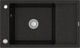 Granitinė virtuvinė plautuvė Mexen Elias su sifonu, Metallic black/gold