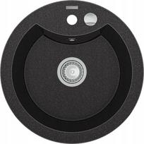 Granitinė virtuvinė plautuvė Mexen Diego su sifonu, Black granite