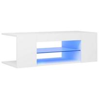 Televizoriaus spintelė su LED apšvietimu, 90x39x30 cm, balta