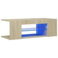 Televizoriaus spintelė su LED apšvietimu, 90x39x30 cm, ruda