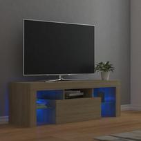 Televizoriaus spintelė su LED apšvietimu, 120x35x40 cm, ruda