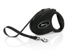 Pavadėlis su ožkos oda Flexi, juodas, 5 m