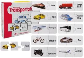 Edukacinė dėlionė "Transporto priemonės", anglų k., 10 derinių