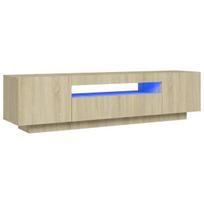 Televizoriaus spintelė su LED apšvietimu, 160x35x40 cm, ruda