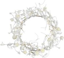 Rožių vainikas Baltas 21cm, maitinimo šaltinis su 24 LED lemputėmis, IP20