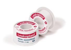 Leukoplast Skin Sensitive silikonu dengtas medicininis pleistras plastikinėje ritėje, 2.5cmx1m N1