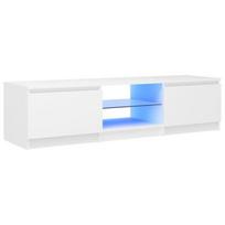 Televizoriaus spintelė su LED apšvietimu, 140x40x35,5 cm, balta