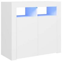 Šoninė spintelė su LED apšvietimu, baltos spalvos, 80x35x75 cm