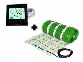 Grindinio šildymo tinklelis Wellmo MAT (dydis 2 m2) + programuojamas termostatas WTH-51.36 NEW BLACK (juodas)